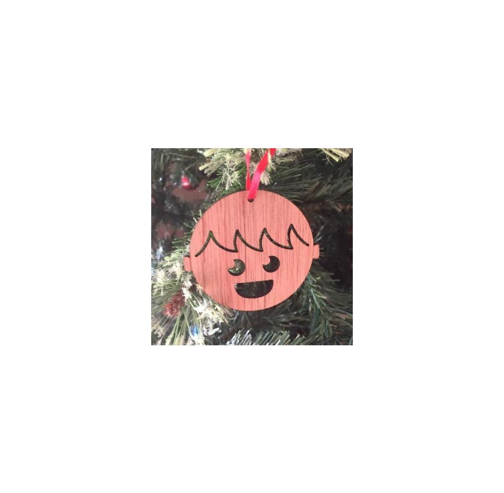 Boy Recycled Wood Christmas Decoration by Scoop Designs