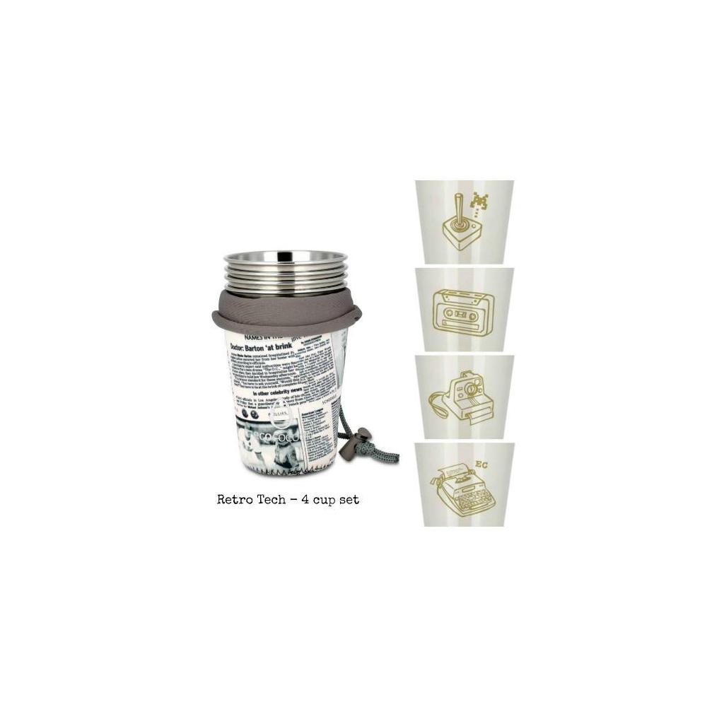 Ecococoon Retro Tech Stainless Steel 4 Cup Set