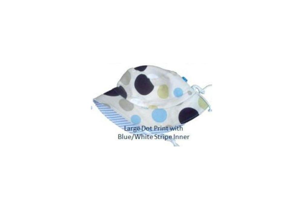 Large Dot with Blue Stripe Inner Reversible Hat