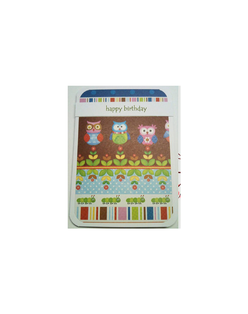 Owl & Flowers Handmade Birthday Card