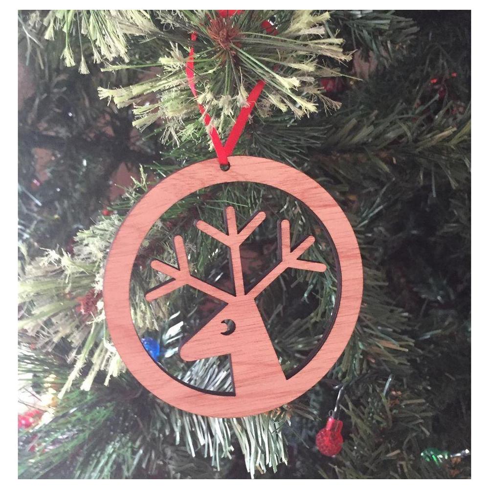 Reindeer Wreath Recycled Wood Christmas Decoration