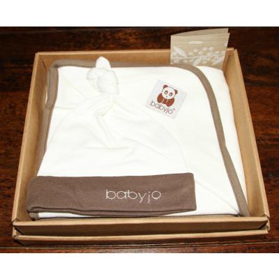 Babyjo Natural Eco Blanket/Wrap and Beanie Gift Box