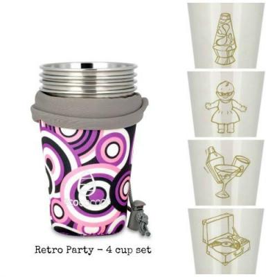 Ecococoon Retro Party Stainless Steel 4 Cup Set