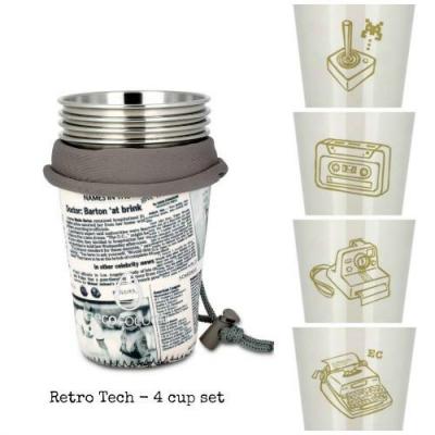 Ecococoon Retro Tech Stainless Steel 4 Cup Set