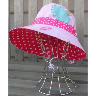 Pink Dance & Hot Pink Polka Dot Reversible Hat Size 52cms