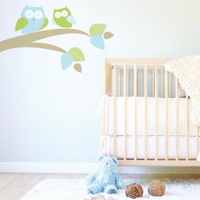 Trendy Peas Mum & Baby Owl Fabric Wall Decal